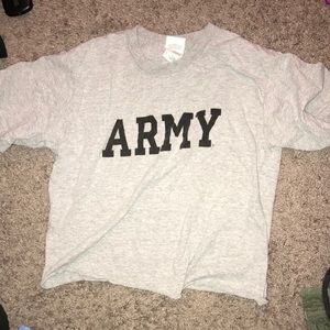 Grey ARMY cropped tee